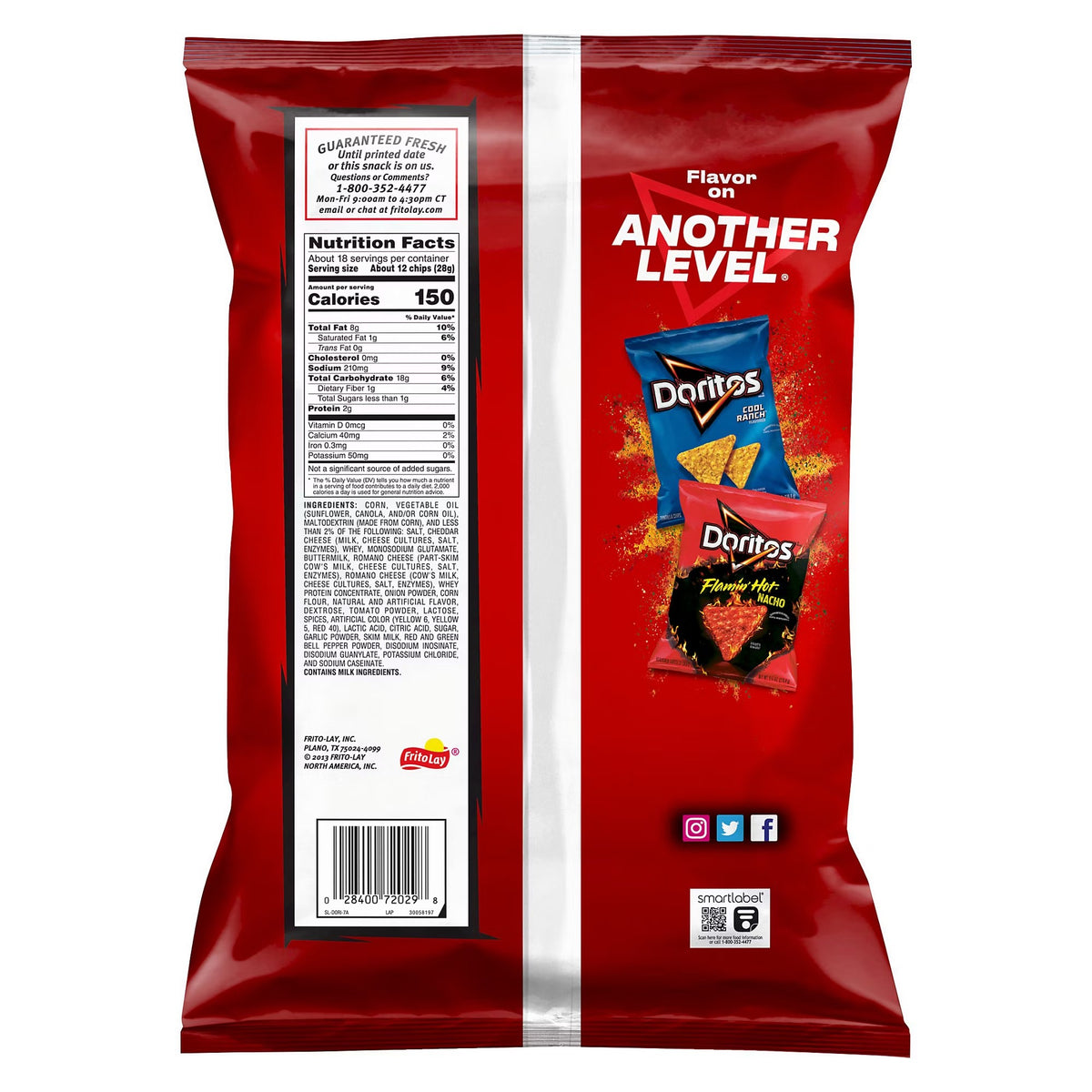 Doritos Nacho Cheese, 18.875 oz - label