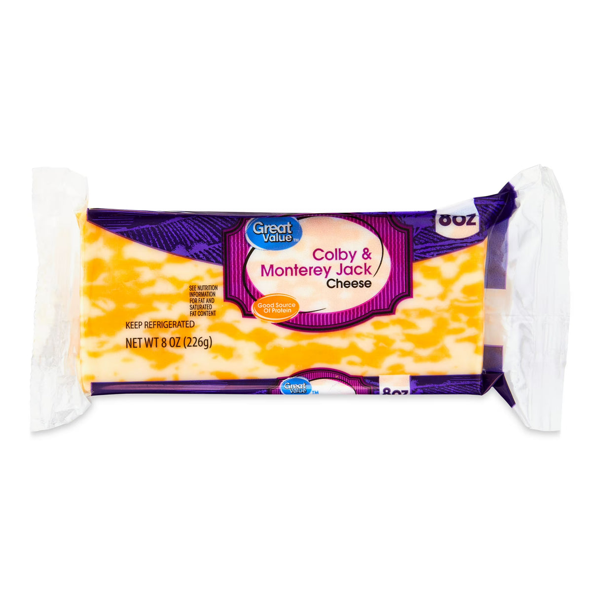 Great Value Colby & Monterey Jack Block Cheese, 8oz