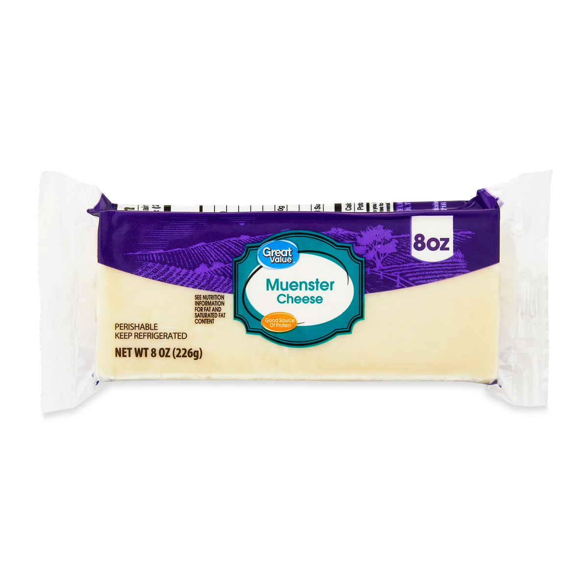 Great Value Muenster Block Cheese, 8oz