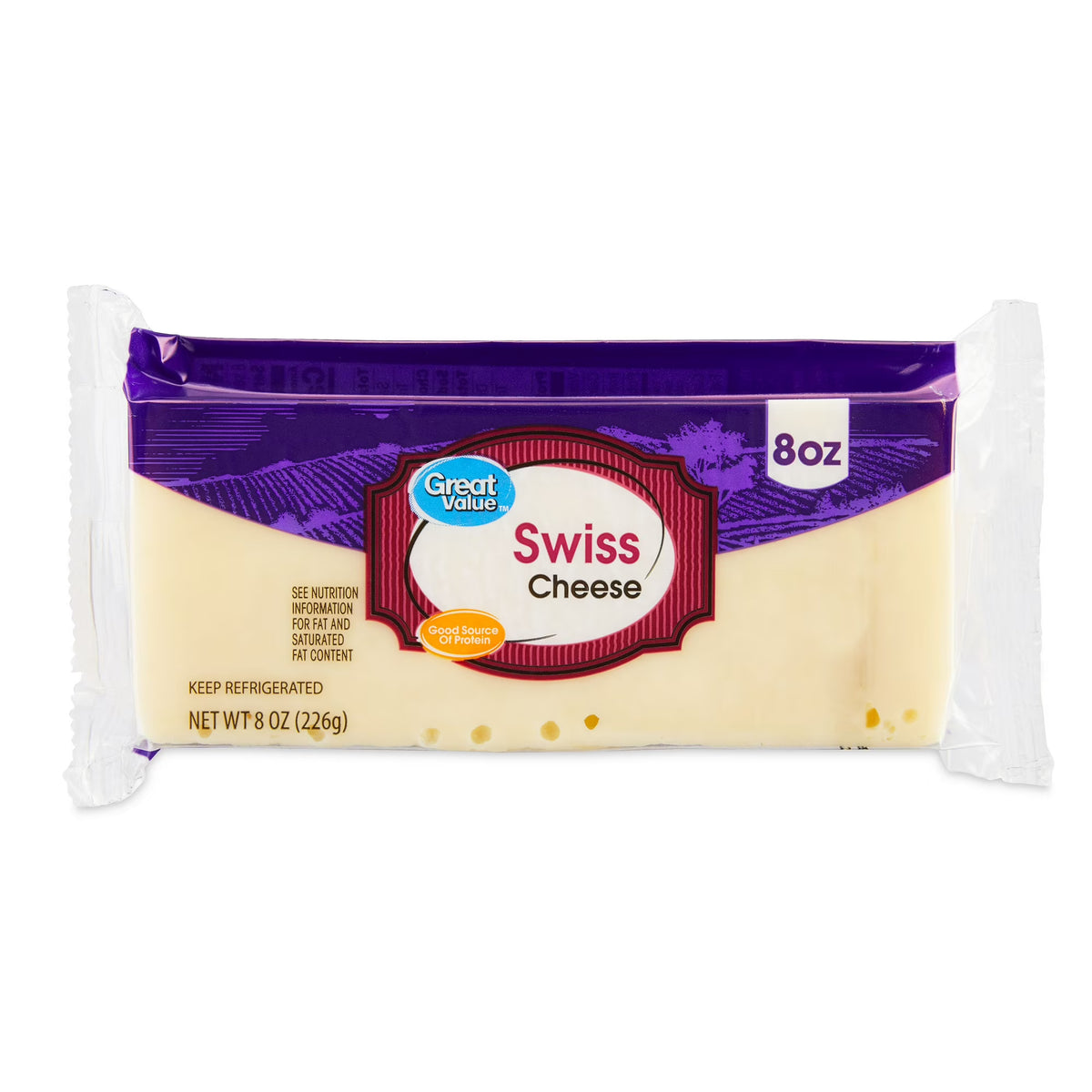 Great Value Swiss Block Cheese, 8oz