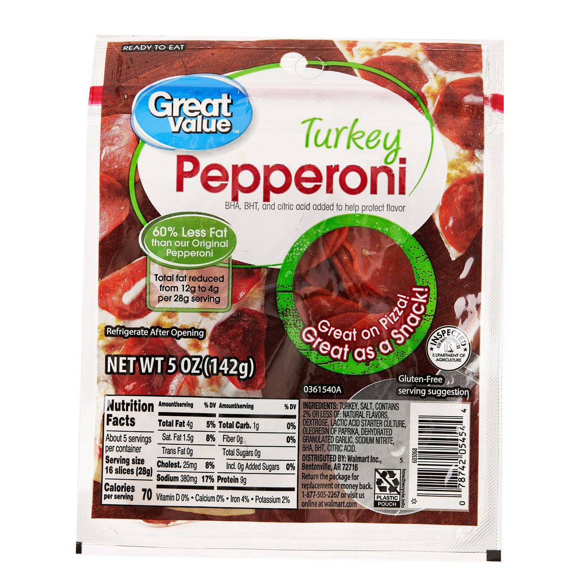 Great Value Turkey Pepperoni Slices, 5oz