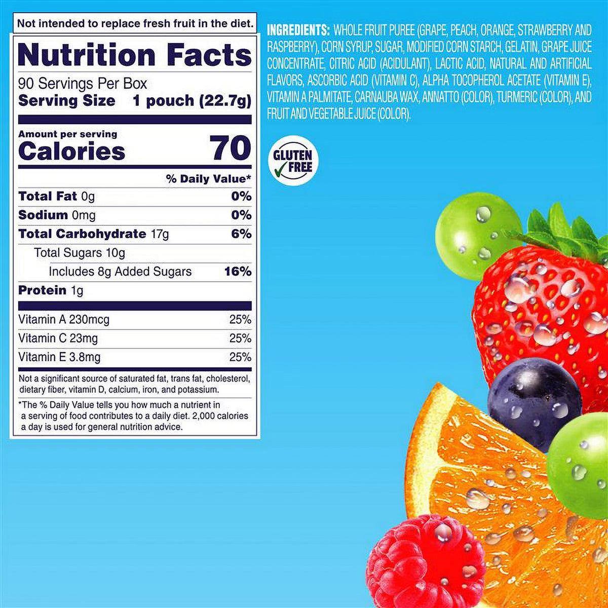 Welch's Fruit Snacks, Snack Packs, 90 ct - label